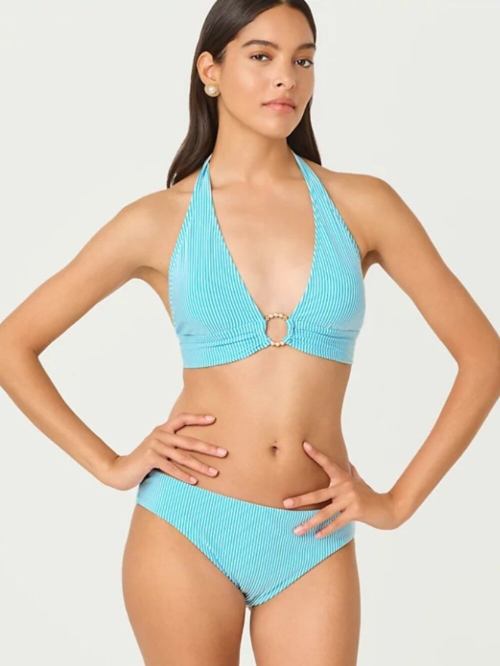 Lilly Pulitzer Capri Blue Seersucker Stripe Top - Size 6 NWT